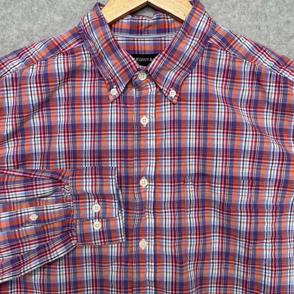 TRICOTS‎ ST RAPHAEL Mens XL Plaid Button Down LS Casual Shirt Orange Purple